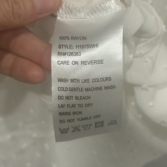 Ethyl Clothing Womens White Lace Trim Bell Sleeve Blouse Sz Medium Casual Dressy - Picture 7 of 10